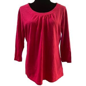 Coldwater Creek Bright Pink 3/4 Sleeve Scoop Neck Top in Size Small‎